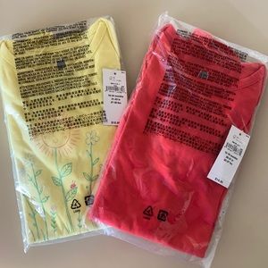 Two 100% organic cotton flutter sleeve baby girl bodysuits by Baby GAP